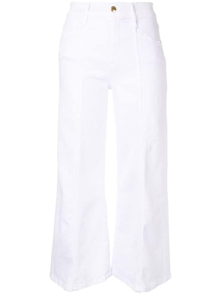 Frame Wide Leg Cropped Jeans - White