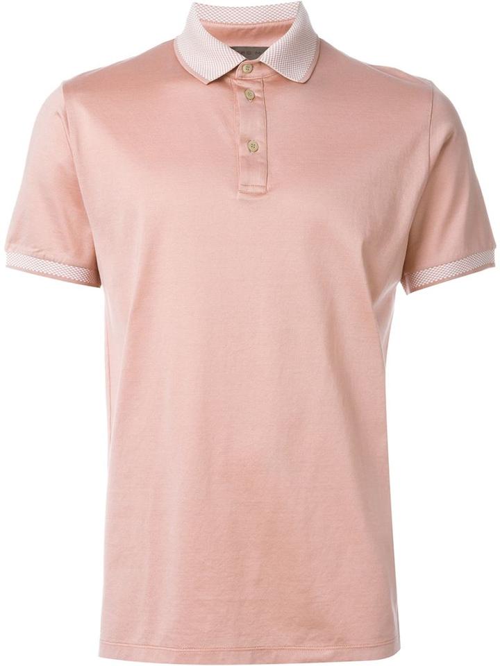 Etro Contrast Collar Polo Shirt, Men's, Size: S, Pink/purple, Cotton