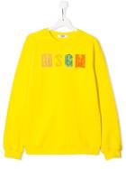 Msgm Kids Bead Embroidered Logo Sweatshirt - Yellow