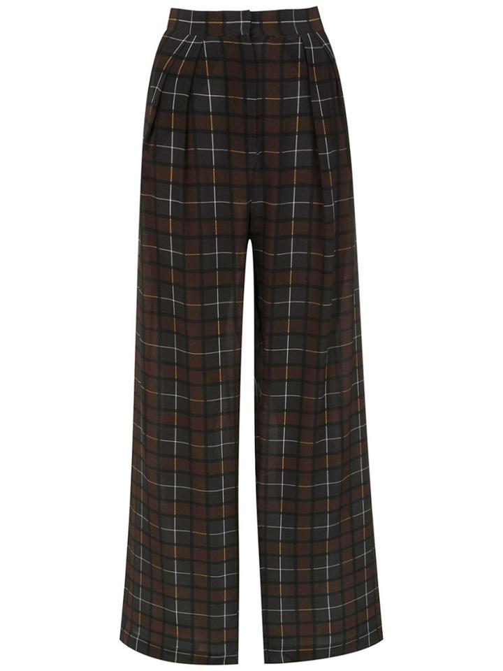 Andrea Marques Check Silk Palazzo Pants - Grey