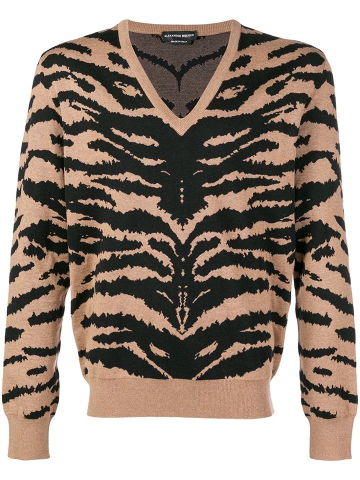 Alexander Mcqueen Animal Print Jumper - Brown