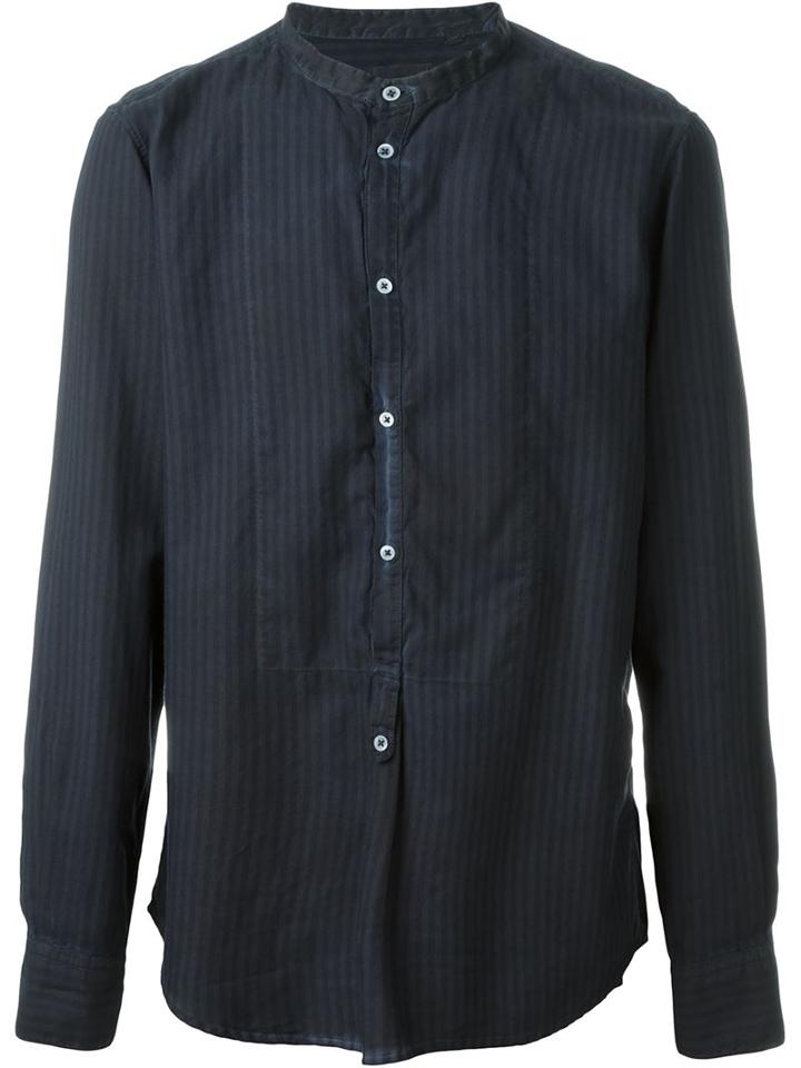 Massimo Alba Band Collar Shirt, Men's, Size: S, Blue, Cotton