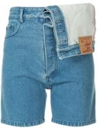 Y / Project Asymmetric Waist Shorts - Blue