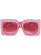Gucci Eyewear - Embellished Oversized Sunglasses - Unisex - Acetate - One Size, Pink/purple, Acetate