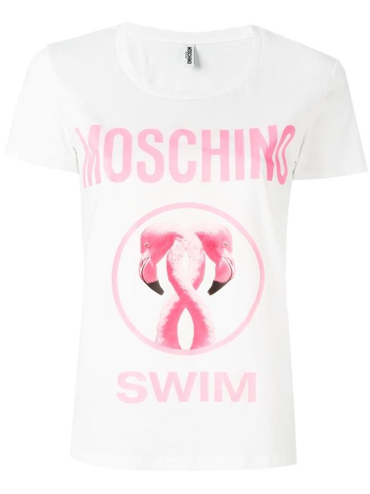 Moschino Flamingo Print T-shirt, Women's, Size: Large, White, Cotton