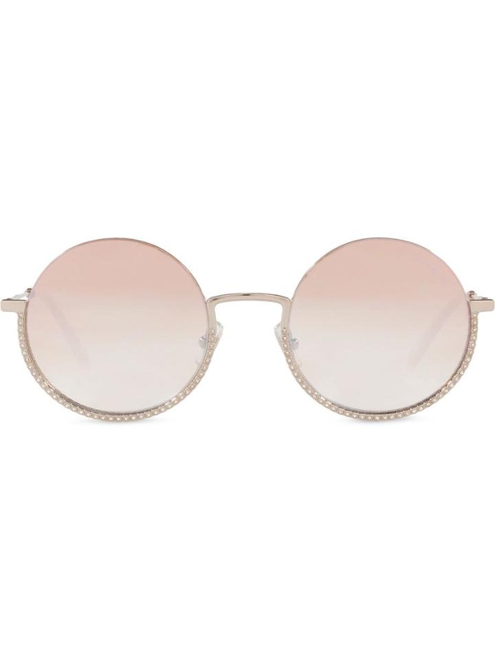 Miu Miu Eyewear Embellished Circle Sunglasses - Silver