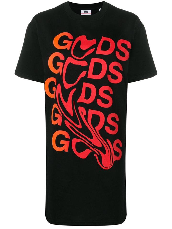 Gcds Logo Print Tunic T-shirt - Black