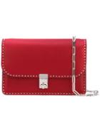 Valentino - Valentino Garavani Stud Stitching Shoulder Bag - Women - Calf Leather/metal - One Size, Women's, Red, Calf Leather/metal