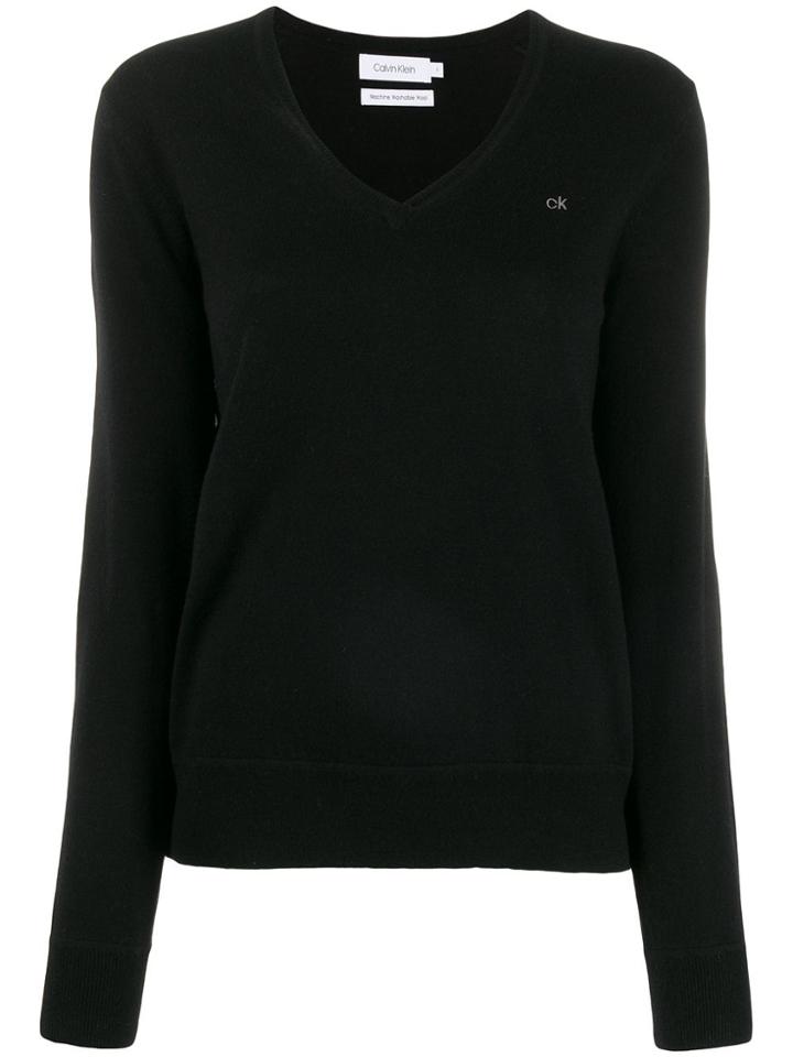 Calvin Klein V-neck Knit Sweater - Black