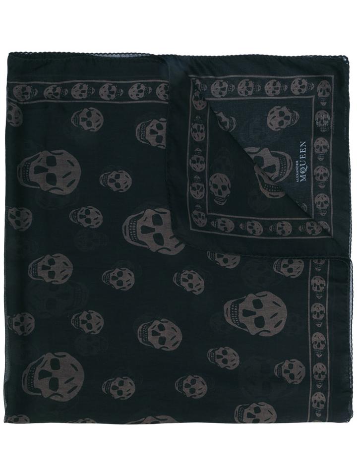 Alexander Mcqueen - Skull Print Scarf - Men - Silk - One Size, Black, Silk