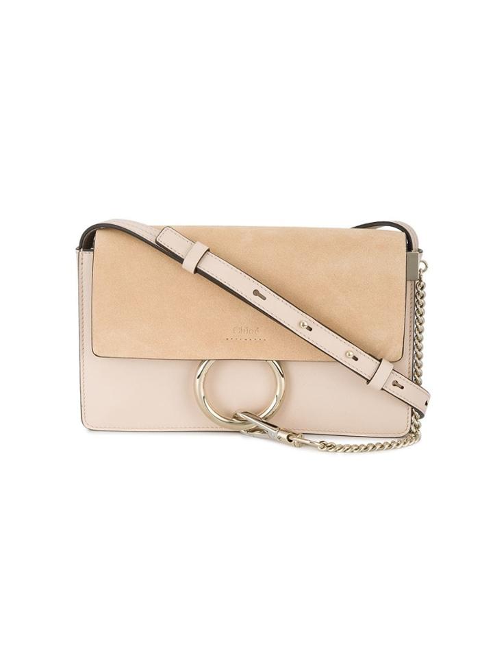 Chloé Cement Pink Faye Small Leather And Suede Shoulder Bag