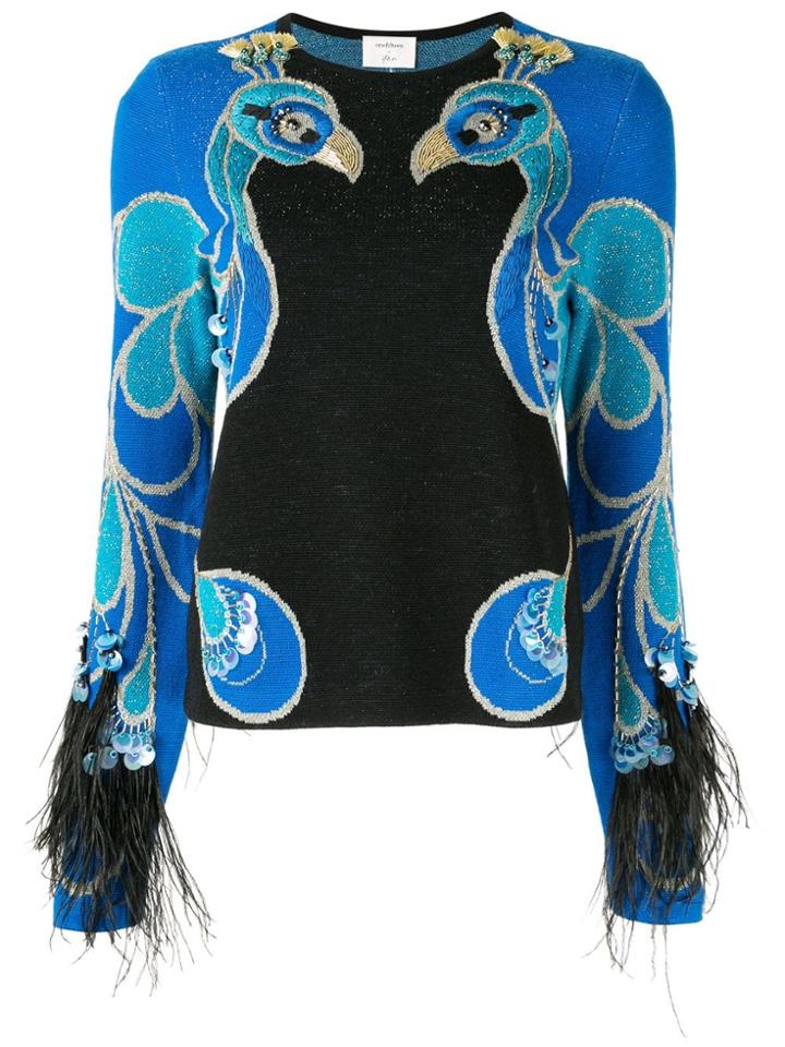 Onefifteen Embroidered Bird Motif Jumper - Blue