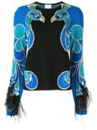 Onefifteen Embroidered Bird Motif Jumper - Blue