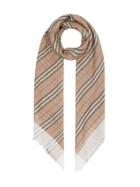 Burberry Icon Stripe And Vintage Check Wool Silk Scarf - Neutrals
