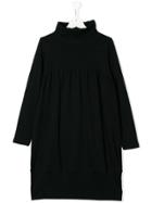 Douuod Kids Funnel-neck Flared Dress - Black