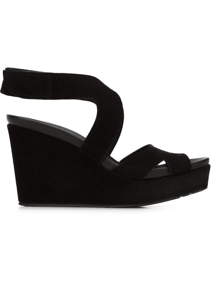 Pedro Garcia Wedge Sandals, Women's, Size: 36, Black, Leather