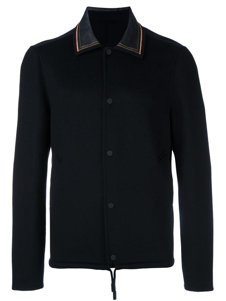 Emporio Armani Denim Collar Jacket, Men's, Size: 48, Blue, Cotton/polyester/cashmere/wool