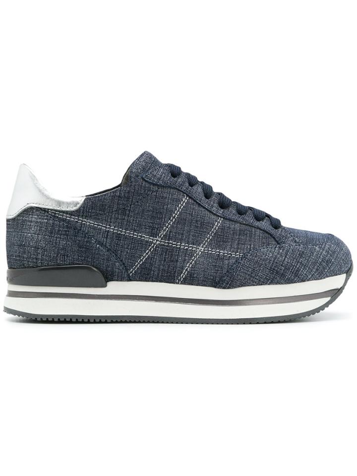 Hogan Platform Striped Sole Sneakers - Blue