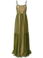 Alberta Ferretti Lace Inserts Romantic Gown - Green