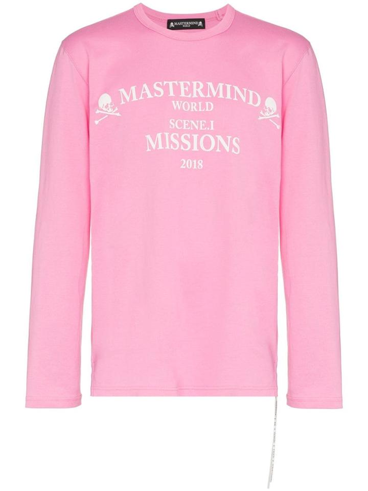 Mastermind Japan Missions Long-sleeved Cotton T-shirt - Pink & Purple