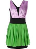 Fausto Puglisi Asymmetric Overlay Pleated Dress, Women's, Size: 42, Green, Silk/spandex/elastane/acetate/viscose