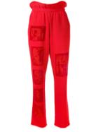 Mikio Sakabe Devoré Patch Trousers, Women's, Size: Medium, Red, Cotton