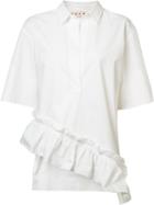 Marni Asymmetric Ruffle Shirt, Women's, Size: 44, White, Cotton