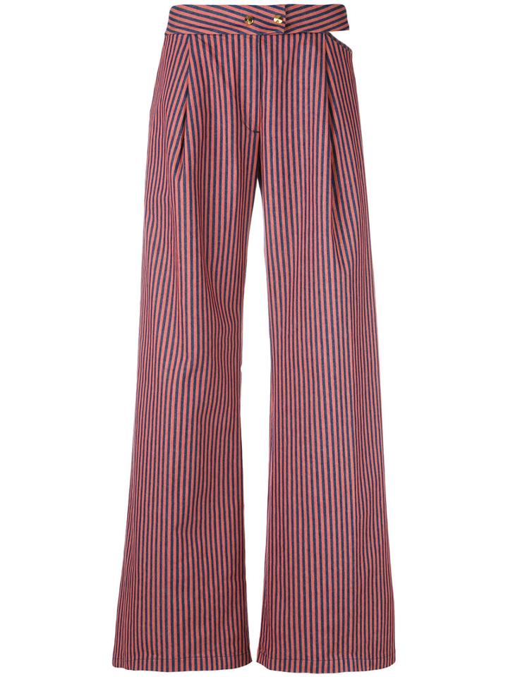 Cycle - Flared Striped Trousers - Women - Cotton/spandex/elastane - 28, Yellow/orange, Cotton/spandex/elastane