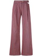Cycle - Flared Striped Trousers - Women - Cotton/spandex/elastane - 28, Yellow/orange, Cotton/spandex/elastane