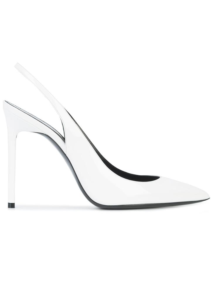 Saint Laurent Anja 105 Slingback Pumps - White