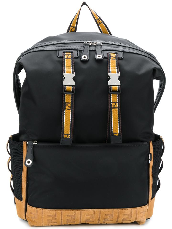 Fendi Contrast Buckle Backpack - Black