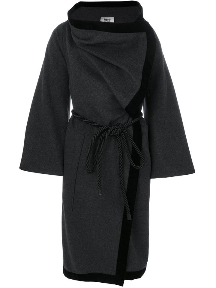 Mm6 Maison Margiela Belted Oversized Coat - Grey