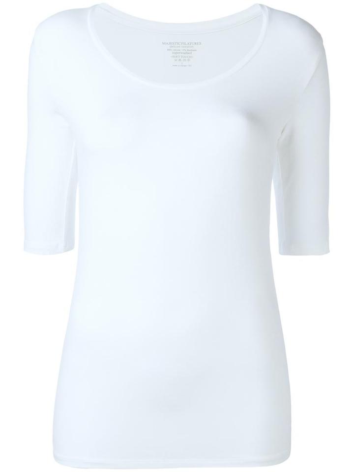 Scoop Neck T-shirt, Women's, Size: 1, White, Elastodiene/viscose, Majestic Filatures