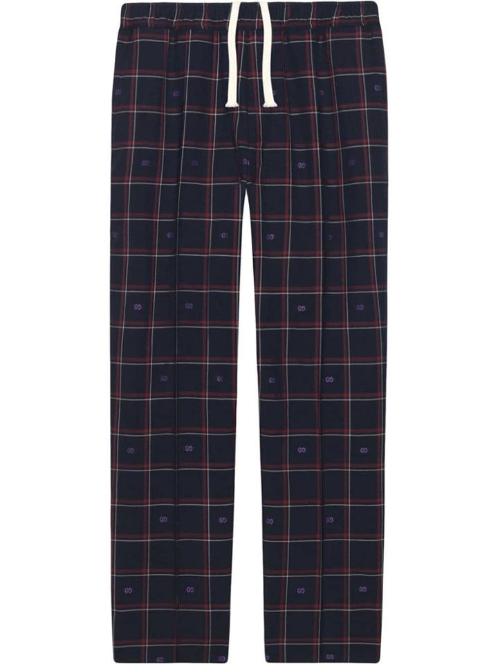 Gucci Gg Check Jogging Trousers. - Blue