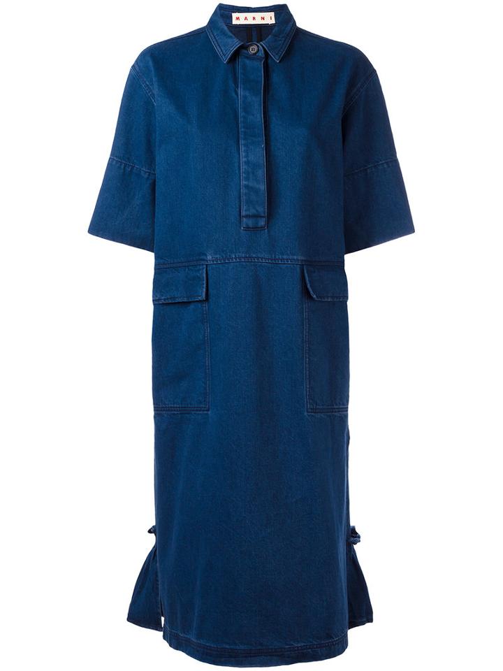 Marni Denim Midi Dress, Women's, Size: 44, Blue, Cotton