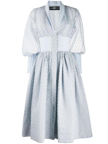 Avaro Figlio Broderie Anglaise Flared Dress - Blue