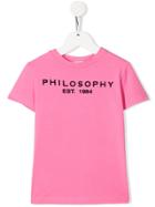 Philosophy Di Lorenzo Serafini Kids Textured-logo T-shirt - Pink