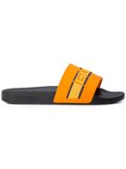 Gucci Logo Stripe Slides - Yellow & Orange