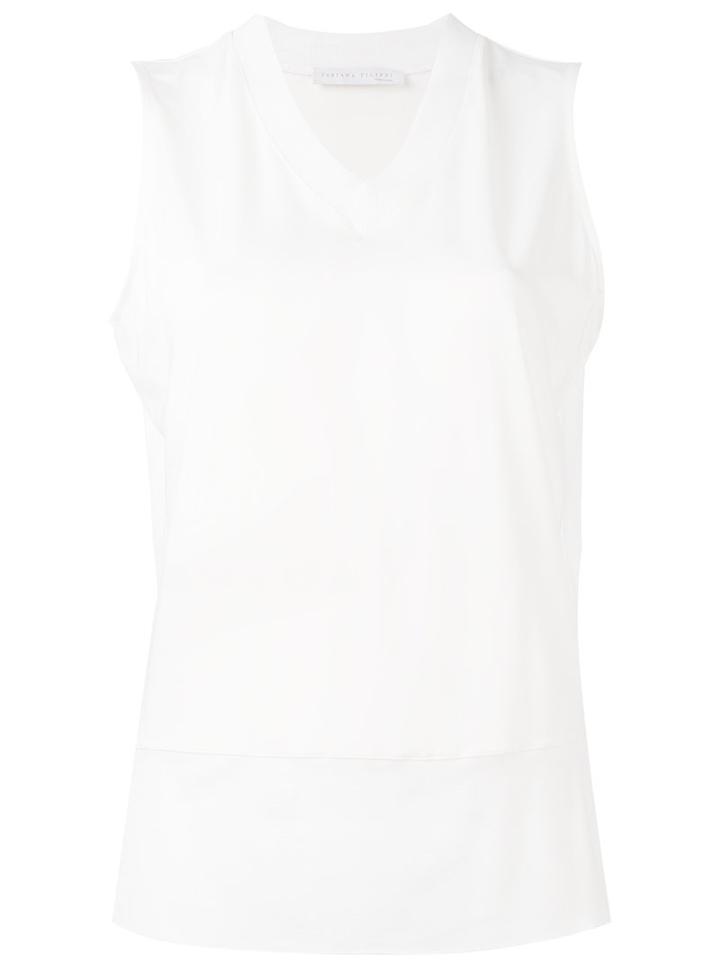 Fabiana Filippi - V-neck Tank Top - Women - Spandex/elastane/viscose - 42, Women's, White, Spandex/elastane/viscose
