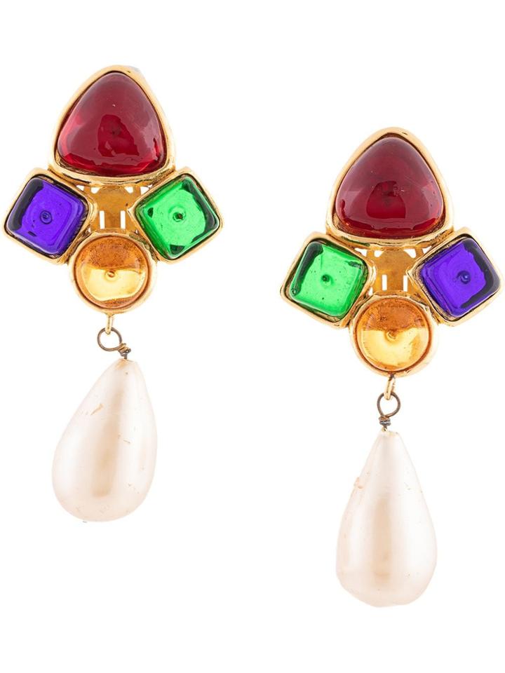 Chanel Vintage Drop Faux Pearl Earrings - Multicolour