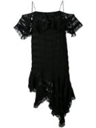 Philosophy Di Lorenzo Serafini - Lace Trim Cold Shoulder Ruffle Dress - Women - Polyamide/viscose - 42, Black, Polyamide/viscose