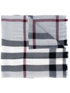 Burberry Checked Scarf, Men's, Grey, Cashmere/wool