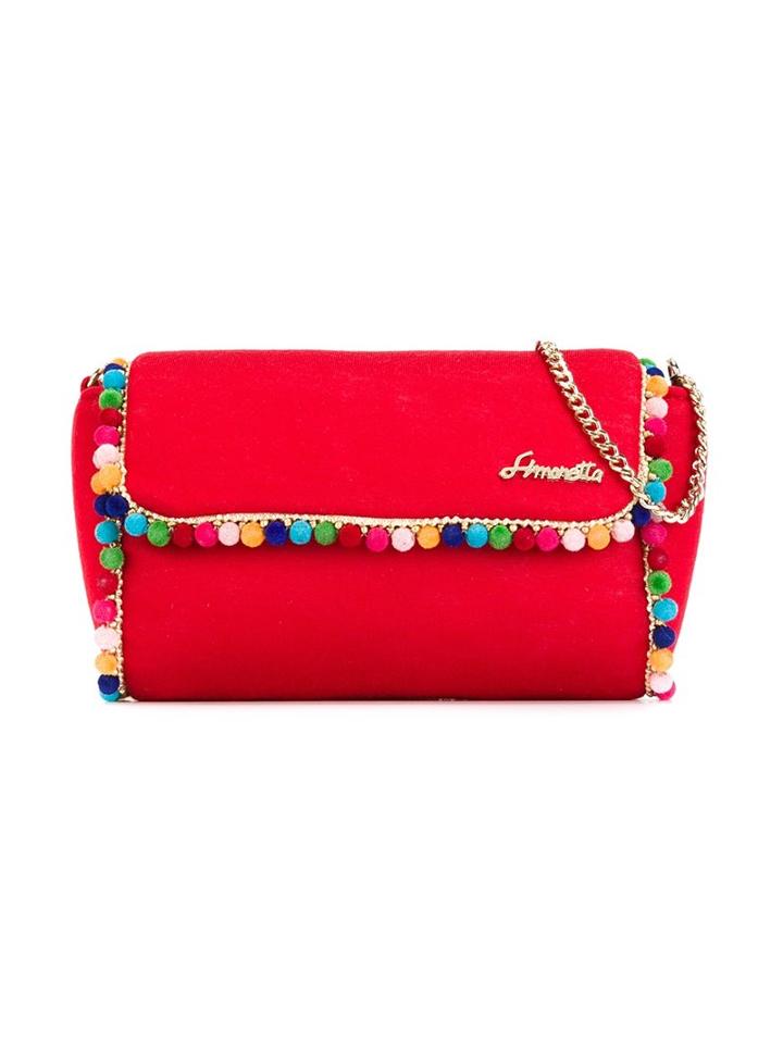 Simonetta Pom Pom Trim Bag, Girl's, Red