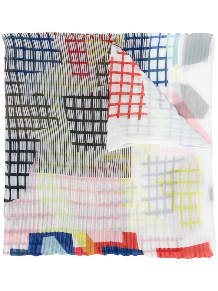 Emporio Armani Check Detail Scarf - White