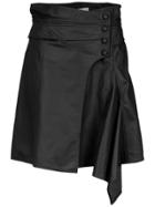 Lilly Sarti Leather Asymmetric A-line Skirt - Black