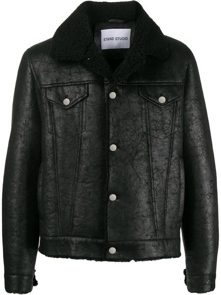 Stand Studio Faux Fur Collar Jacket - Black