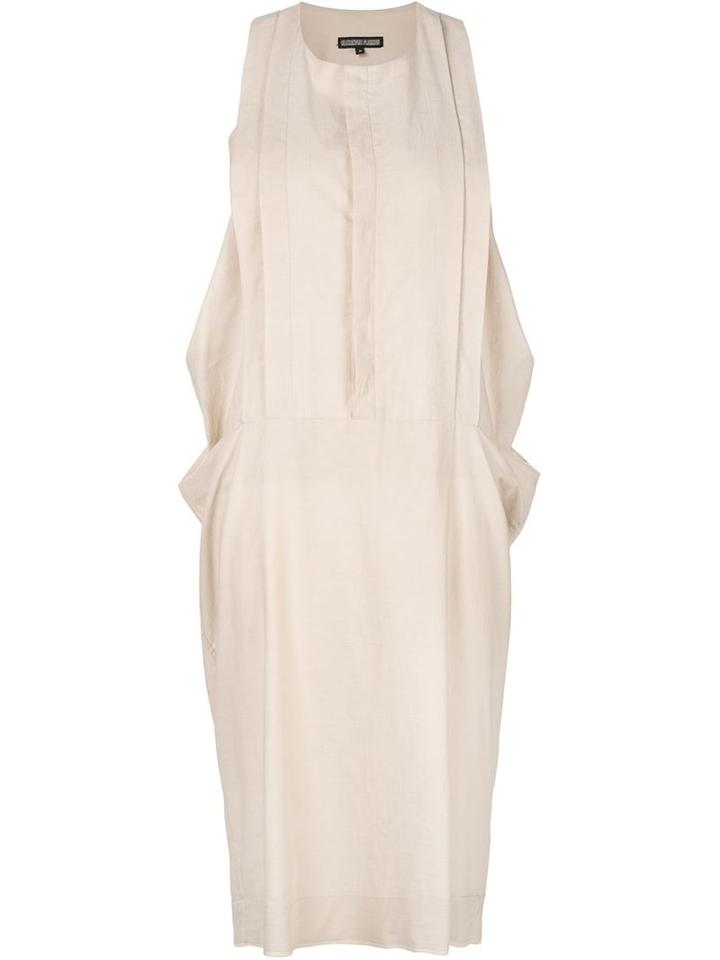 Alexandre Plokhov Pleated Front Dress, Women's, Size: 38, Nude/neutrals, Cotton