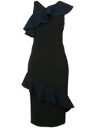 Christian Siriano Ruffle-trim Midi Dress - Black