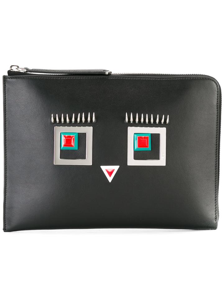 Fendi Hypnoteyes Leather Pouch - Black
