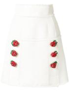 Dolce & Gabbana Flower Appliqué Short Skirt - White